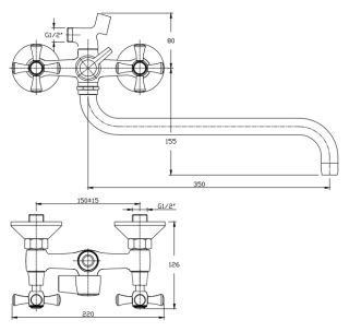 Смеситель для ванны/душа Orange Classic M71-221cr с душевым набором